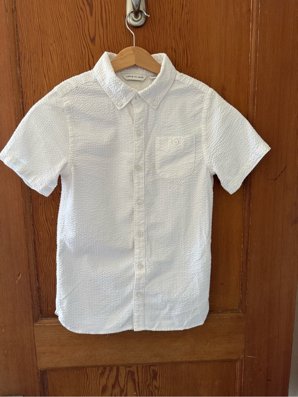 Janie and Jack White Seersucker Short-Sleeve Button-Down Shirt Size 10